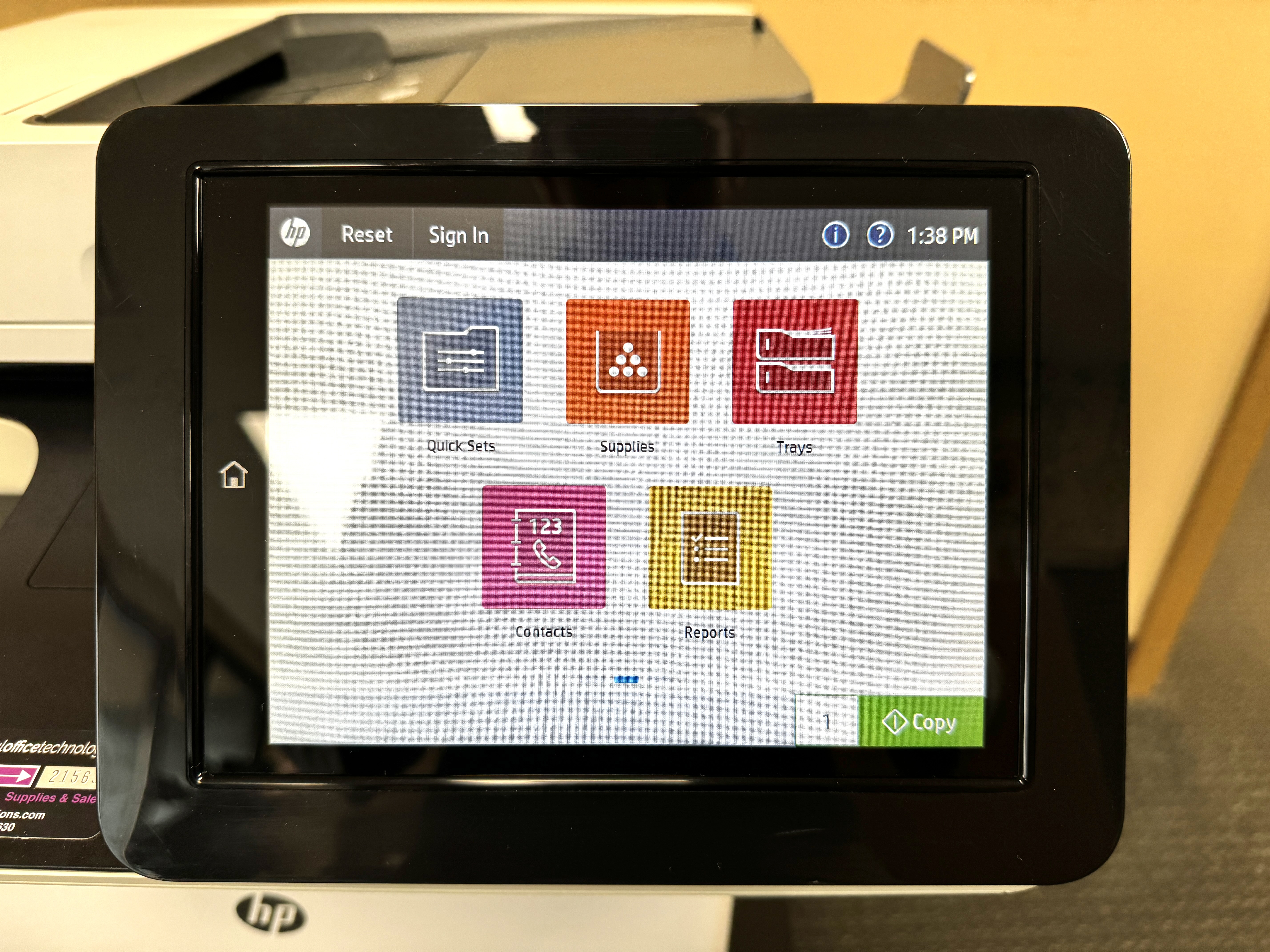 Hp m527 control panel