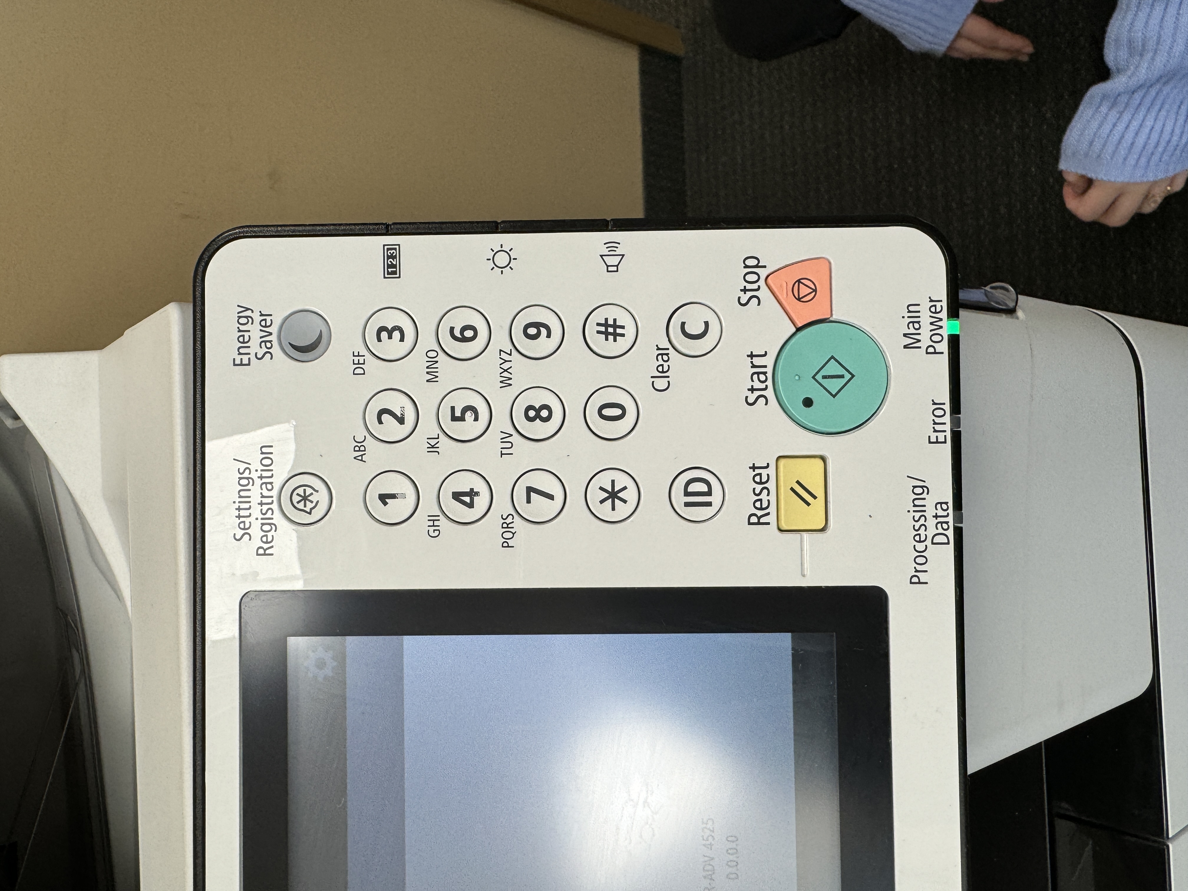 Control panel for a Canon imagerunner advance 4551ii.