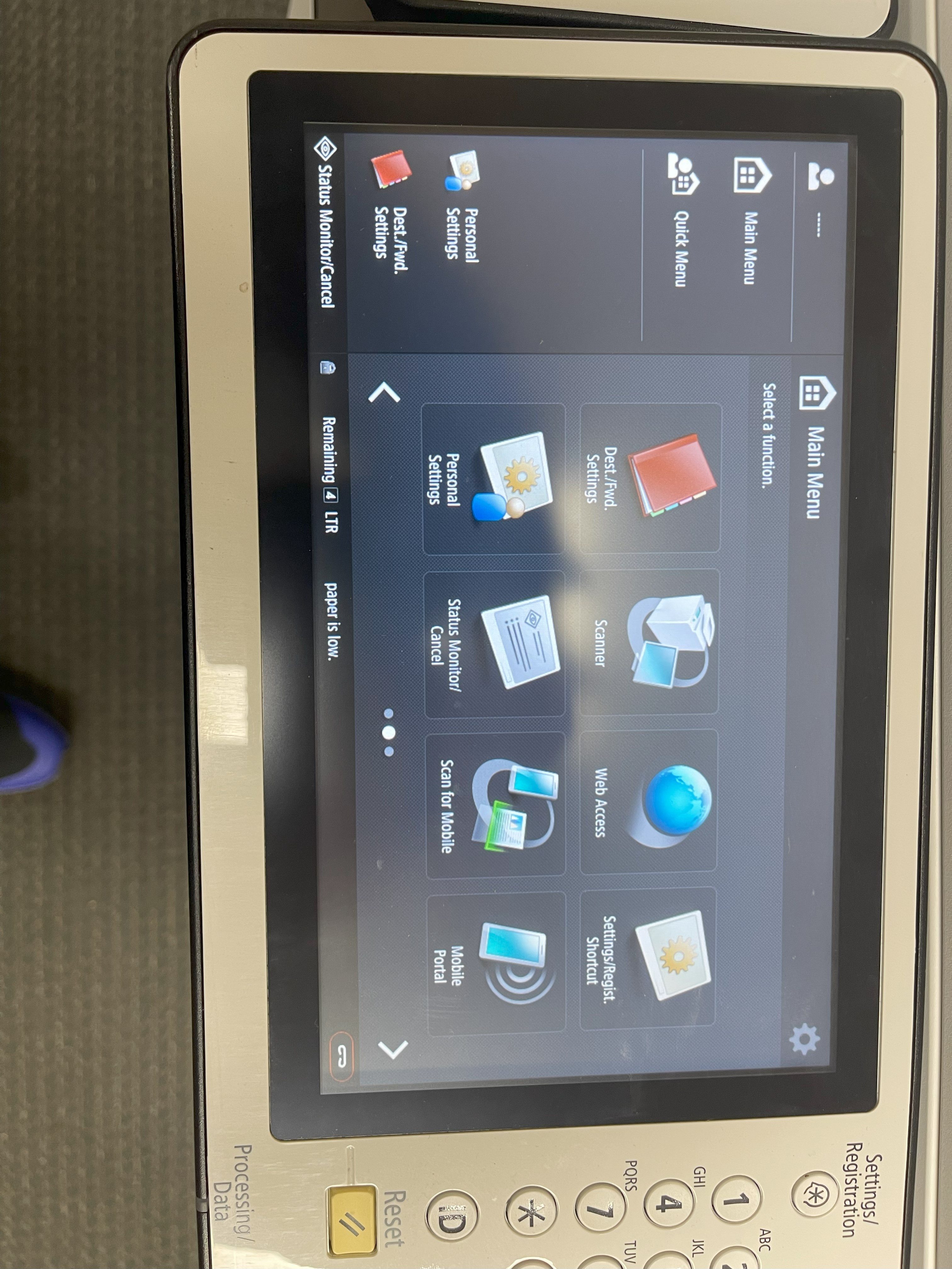 Canon image runner homescreen