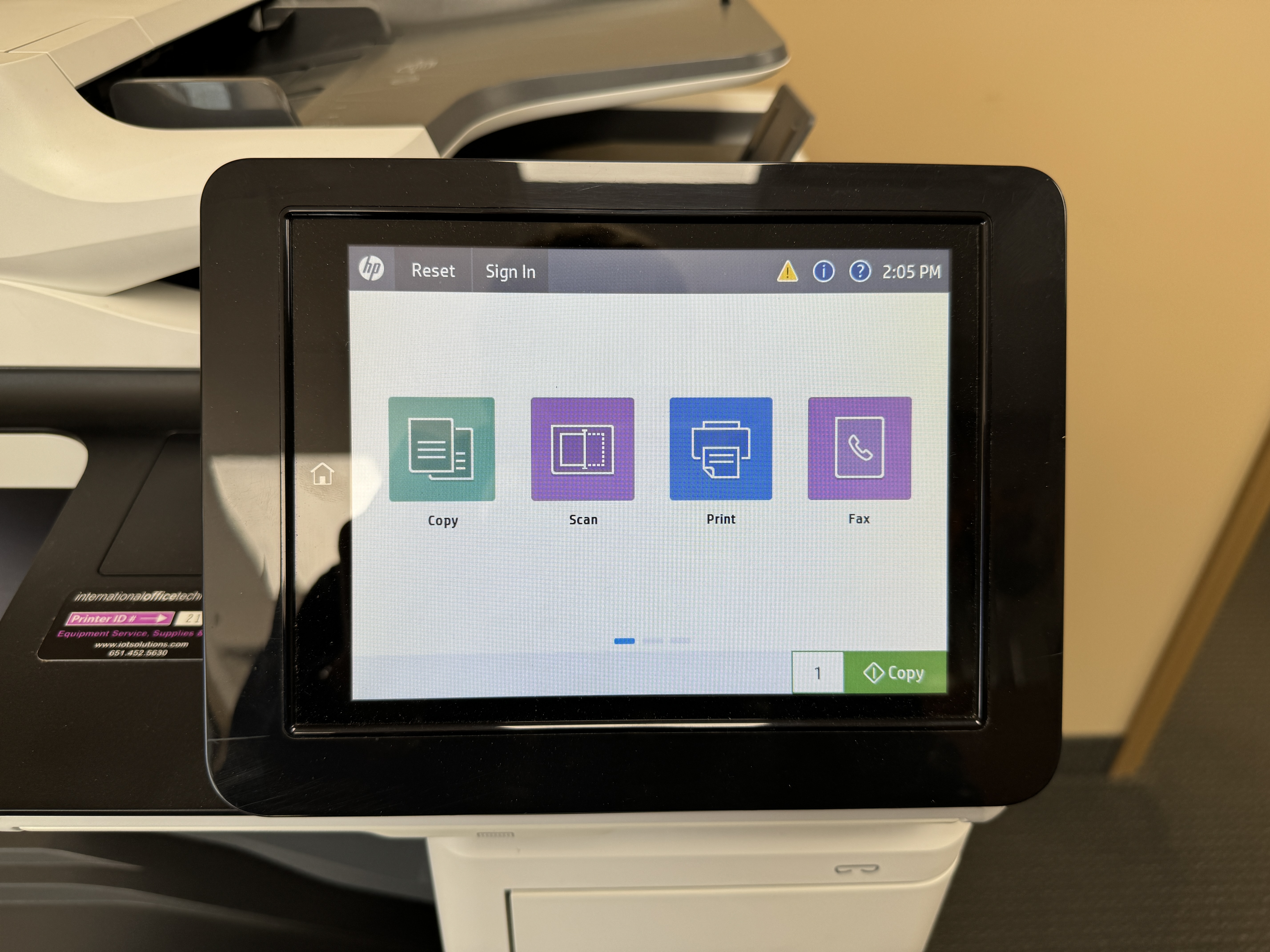 HP menu on used color copiers for sale