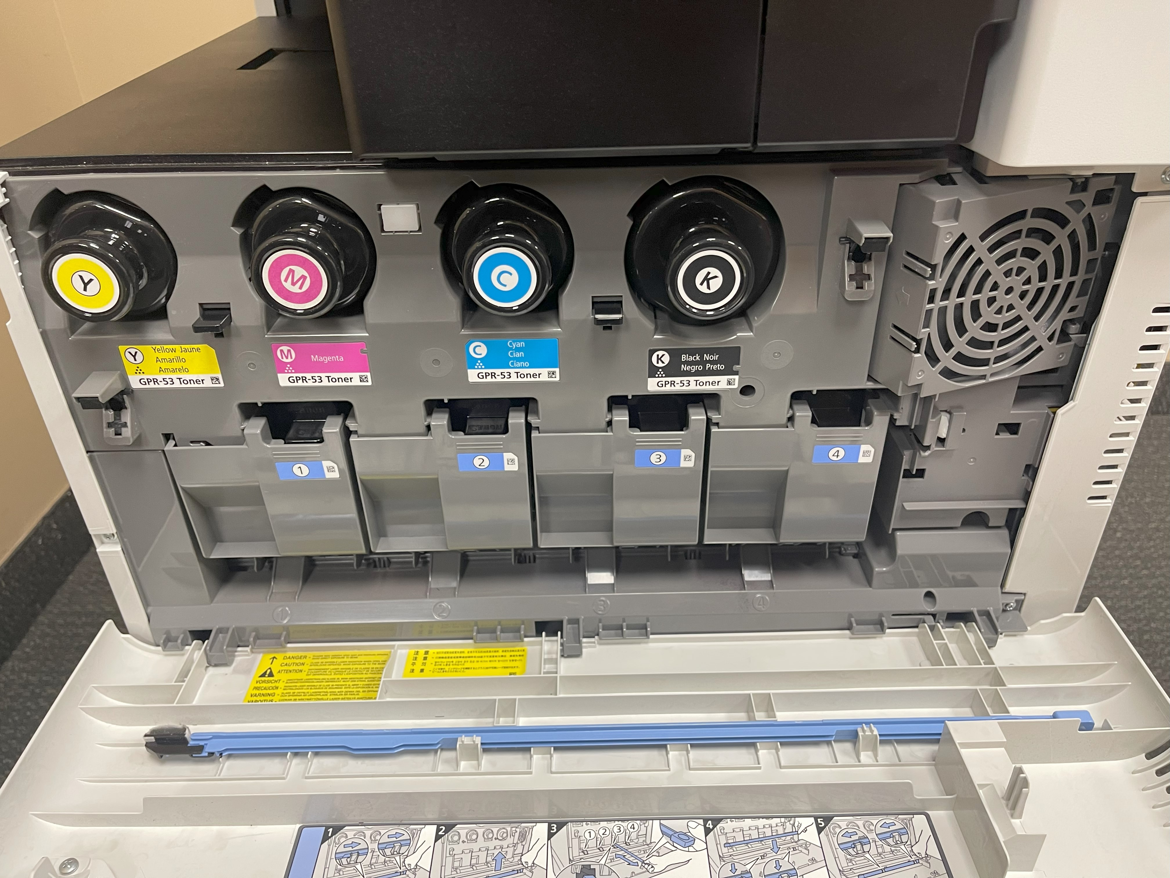 Toner replacement bay on color copier