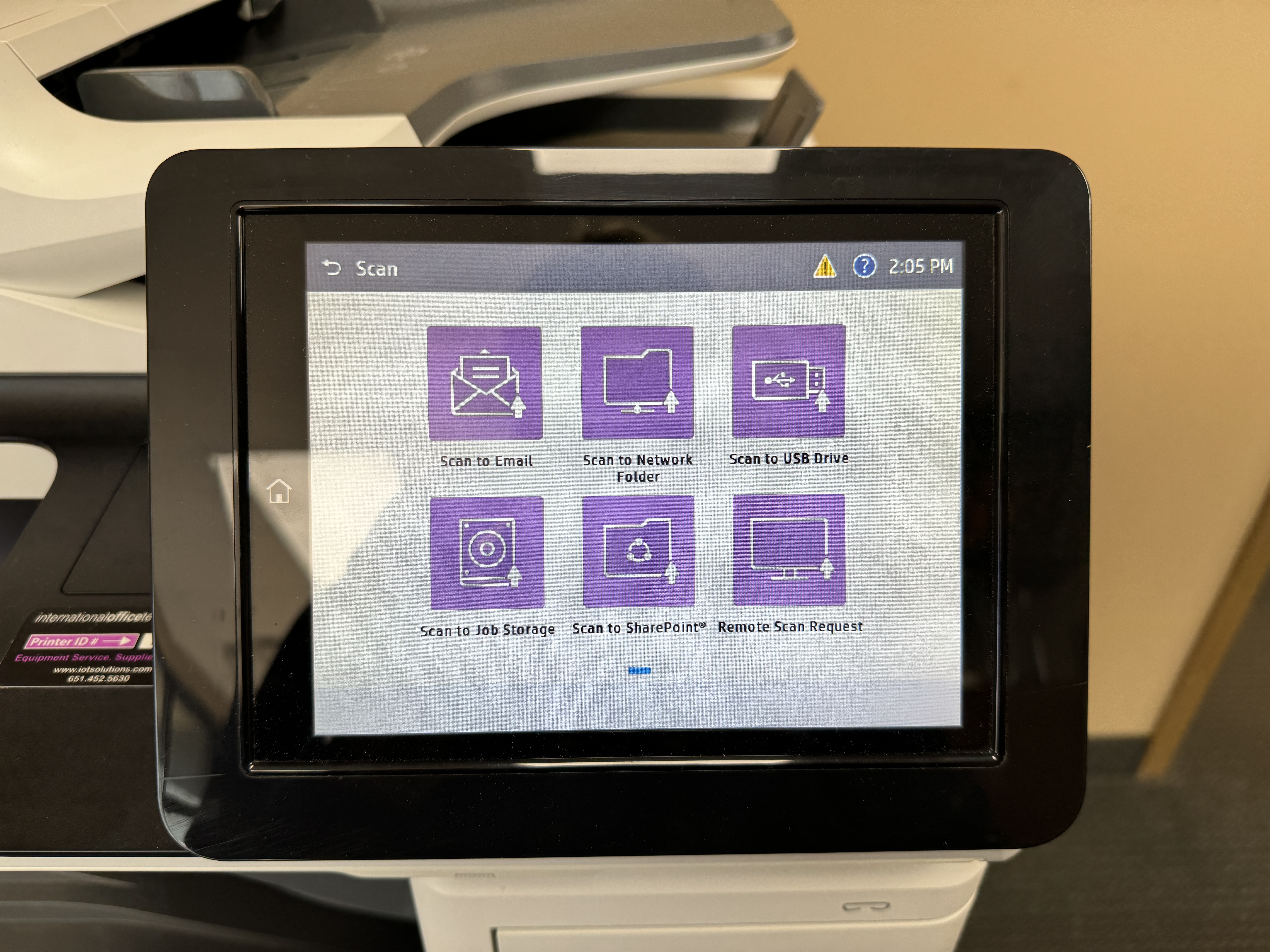Scan menu on HP used color copiers for sale