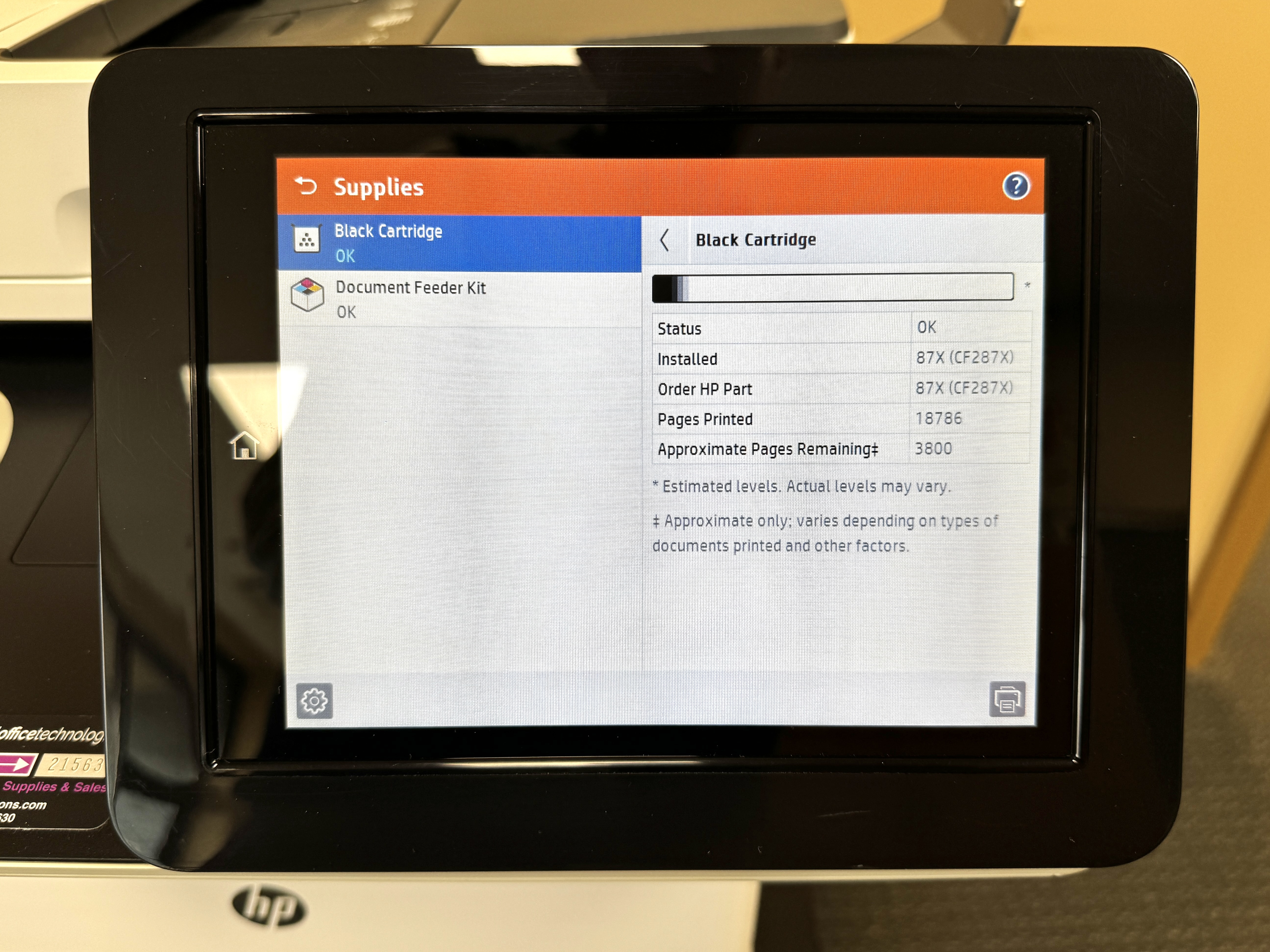Maintenance on HP lease a business printer