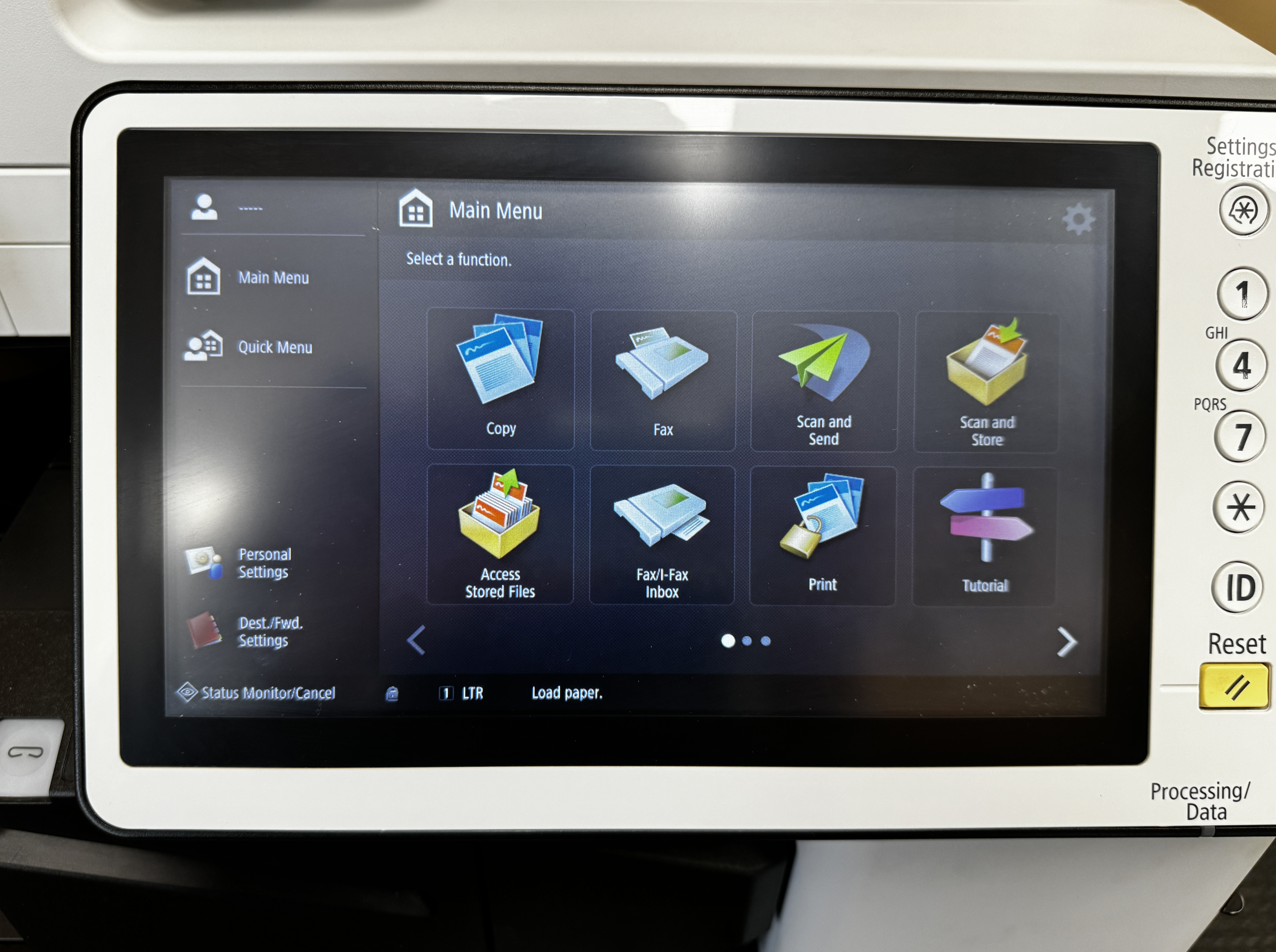 Control panel for a Canon Imagerunner Advance c5540II.