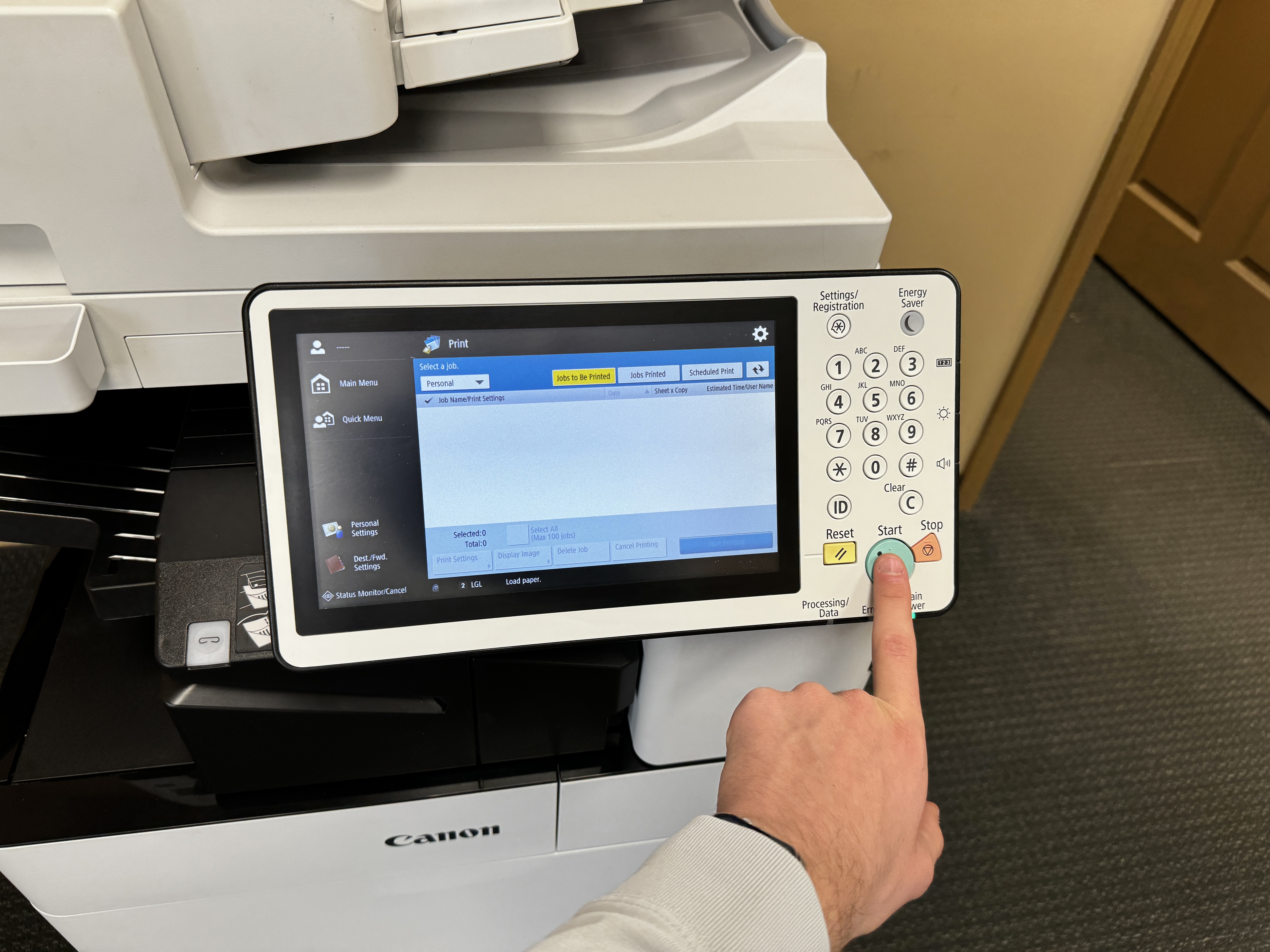 Control panel for a Canon black and white copiers.